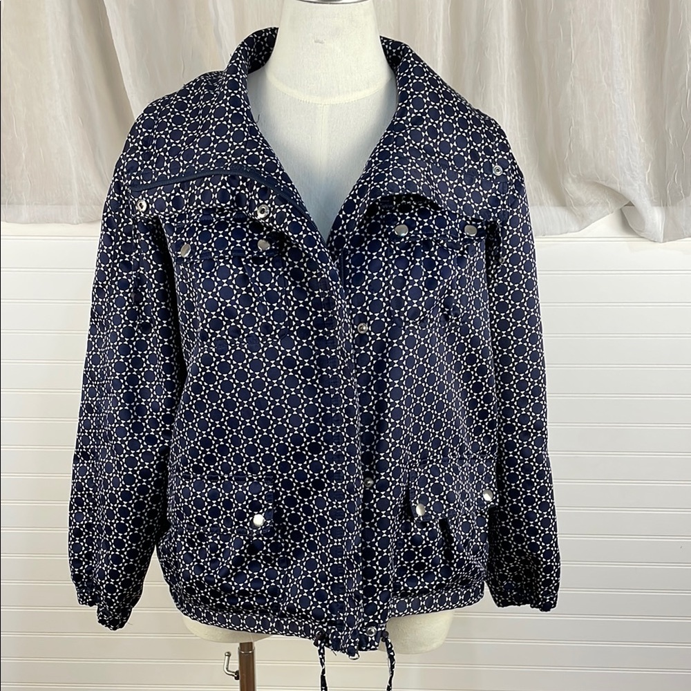 Bianca Nygard Weekend Women's Windbreaker Raincoat Jacket Funnel Collar 16 Navy